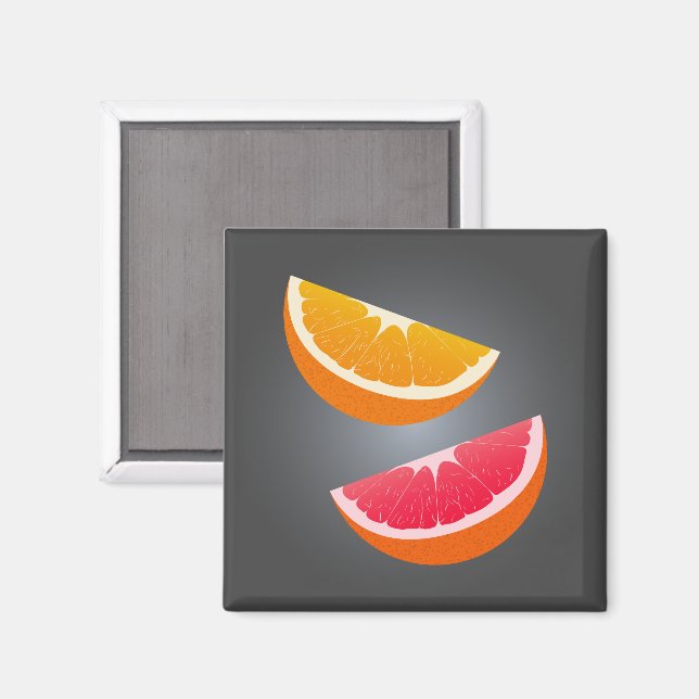 Orange & Grapefruit Slice Refrigerator Magnet (Vorderseite/Rückseite)