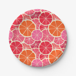 Orange & Grapefruit Zitrusfrüchte Muster Pappteller