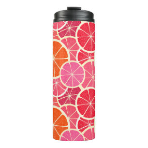 Orange & Grapefruit Zitrusfrüchte Muster Thermosbecher