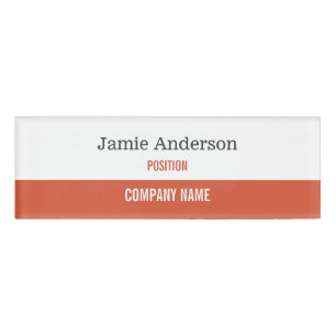 Orange & Grau Beruflich Name Tag Namenschild