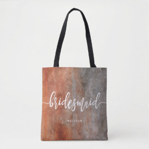 Orange Grau Bridesmaid Monogram Tasche