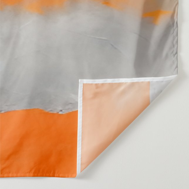 Orange Grau Kariert Abstrakt Wandteppich (Detail)