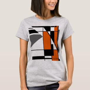Orange Grau Schwarzes Geometrisches Mosaik MCM-Loo T-Shirt
