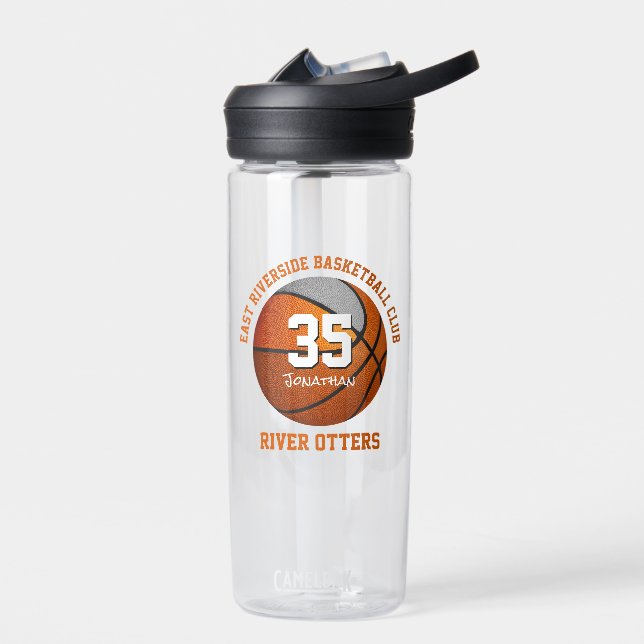 Orange graue Basketballfarben Mannschaftsname Trinkflasche (Links)