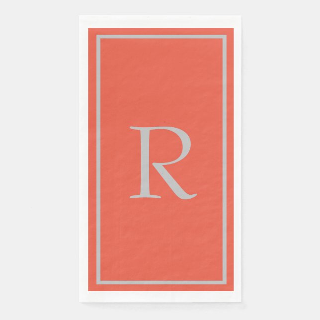 Orange Graue Monogramm Anfangsbuchstaben Benutzerd Serviette (Vorderseite)