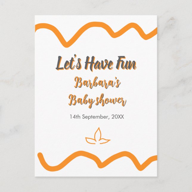 Orange graue Retro spanische Babydusche boho moder Postkarte (Vorderseite)