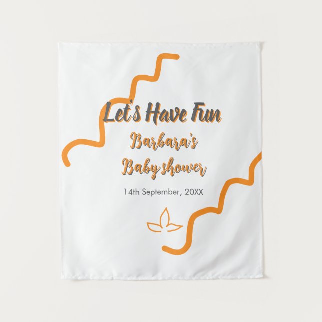 Orange graue Retro spanische Babydusche boho moder Wandteppich (Vorderseite)