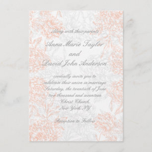 Orange graue Vintage Hochzeits-mit Blumeneinladung Einladung