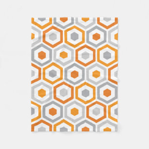 Orange graues Retro geometrisches Muster Fleecedecke