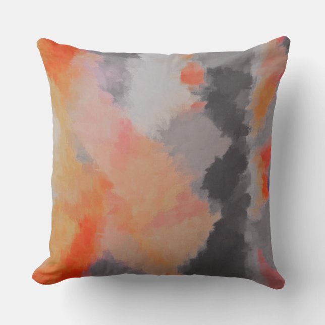 Orange Gray Abstrakt Painting Kissen (Vorderseite)