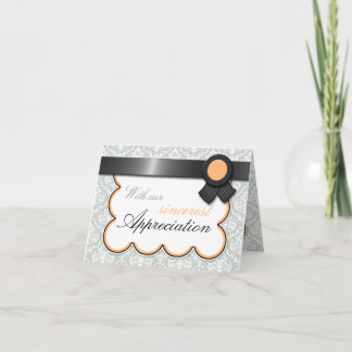 Orange & Gray Damask Elegante Danksagungen Karten