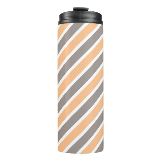 Orange Gray Diagonal Stripes Thermosbecher (Vorderseite)