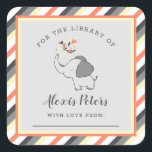 Orange Gray Elephant Baby Shower Library Buchzeich Quadratischer Aufkleber<br><div class="desc">Yellow Orange & Grey Elephant Baby Shower Library Buchzeichen Square Aufkleber mit niedlichem kleinen Elefant, Streifen und Herzen. Dieses Design ist perfekt, um die Büchersammlung des Babys zu ergänzen, die von den Gästen zur Verfügung gestellt wird. Wenn die Gäste gefragt werden, dem Baby Bücher zu geben, werden sie von diesen...</div>