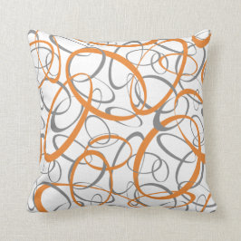 Orange Gray geometrische Ringe Muster weiß Kissen