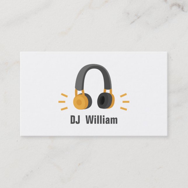 Orange Gray Headphones DJ Disk Jockey Visitenkarte (Vorderseite)