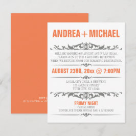 Orange & Gray Hochzeitsempfang NUR Einladungen