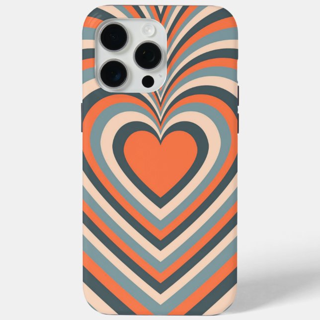 Orange Gray Hypnotic Heart Liebe Pattern Case-Mate iPhone Hülle (Rückseite)