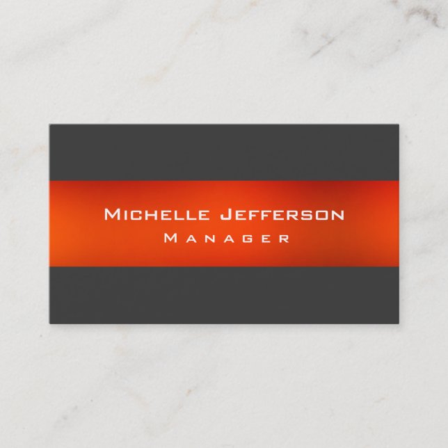 Orange Gray Modern Manager Business Card Visitenkarte (Vorderseite)