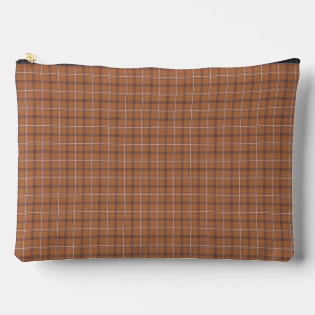 Orange Gray Plaid Classic Pattern Retro Zubehörtasche (Vorderseite)