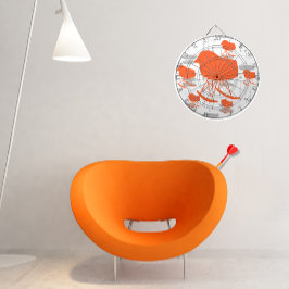 Orange & Gray Silhouette Mitte des 20. Jahrhundert Dartscheibe