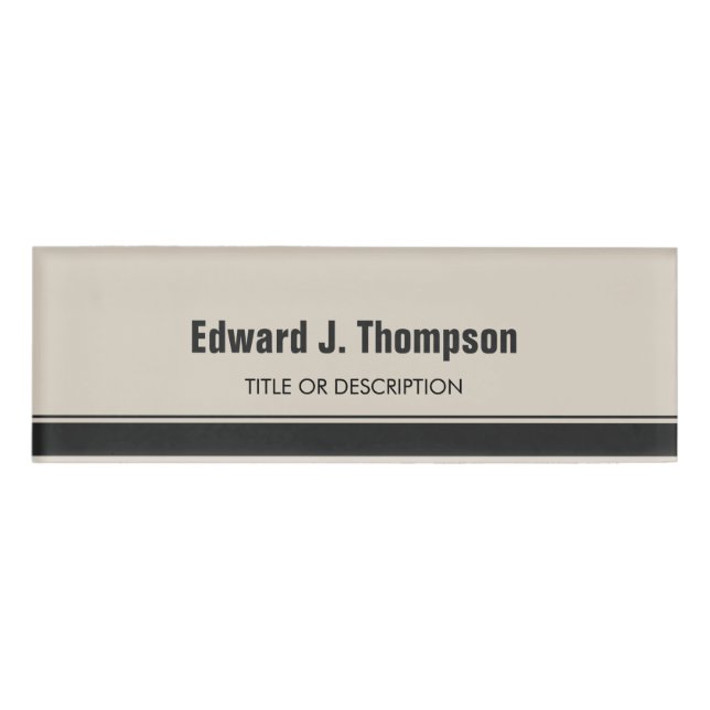 Orange Gray Simple Border Namenschild (Vorderseite)
