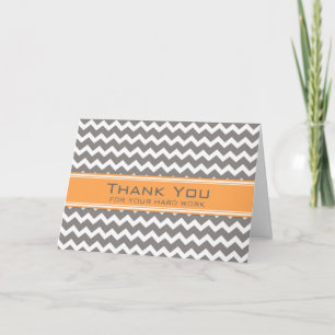 Orange Gray Zickzack Mitarbeiterjubiläumskarte Dankeskarte