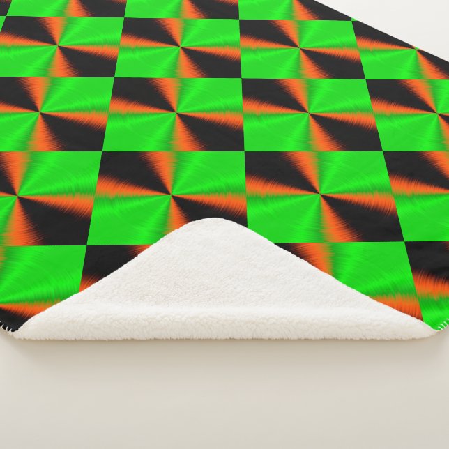 Orange Green Black Cool Pattern Sherpadecke (3/4)
