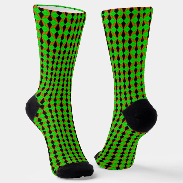 Orange Green Black Diamond Muster Socken (Gewinkelt)