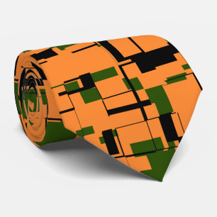 Orange Green Black Digital Camouflage Pattern Krawatte