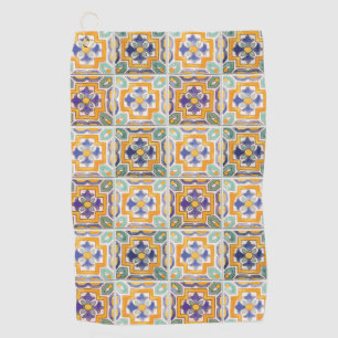 Orange-Green-Blue Tile Golf Handtuch