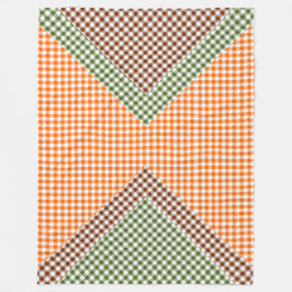 ORANGE GREEN & BROWN KARIERT PATTERN FLEECEDECKE