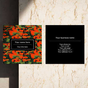 Orange Green Camouflage, Militär, Armee Quadratische Visitenkarte