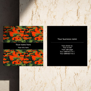 Orange Green Camouflage, Militär, Armee Quadratische Visitenkarte