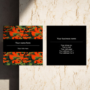 Orange Green Camouflage, Militär, Armee Quadratische Visitenkarte