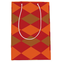 Orange Green Checkered Diamond Muster Mittlere Geschenktüte