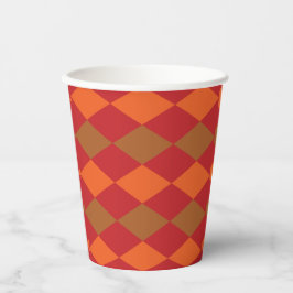 Orange Green Checkered Diamond Party Pappbecher