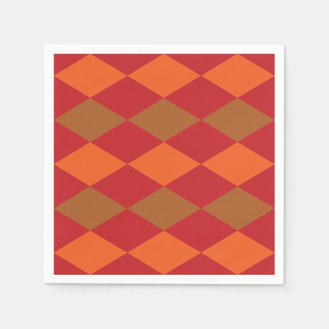 Orange Green Checkered Diamond Pattern Party Serviette (Vorderseite)