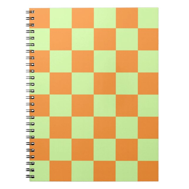 Orange Green Citrus Checkered Gingham Pattern Notizblock (Vorderseite)