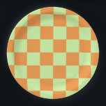 Orange Green Citrus Checkered Gingham Pattern Pappteller<br><div class="desc">Orange Green Citrus Checkered Gingham Pattern</div>