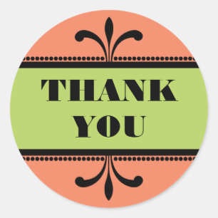 Orange/Green Extravagant Art Deco Danke Stickers