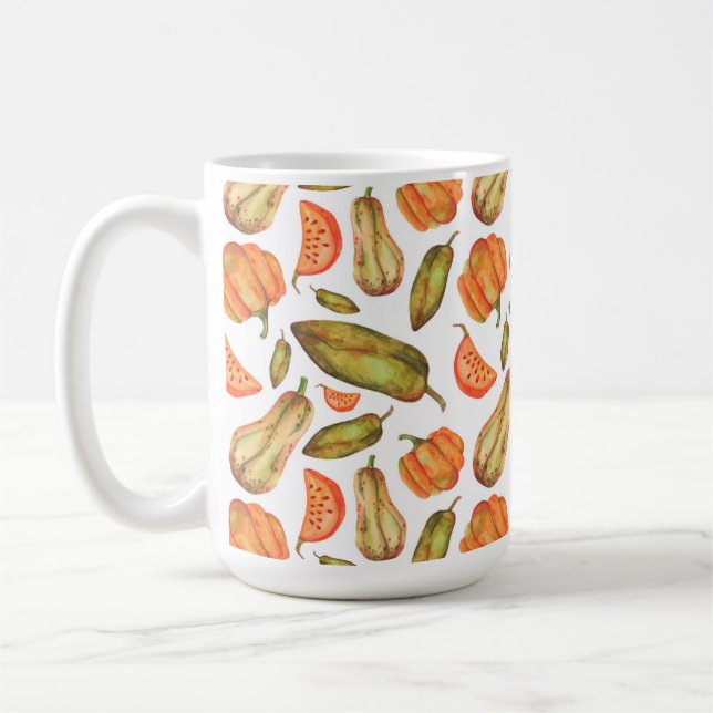ORANGE & GREEN FALL FALL FARBIGE LEBENSMITTEL & FO KAFFEETASSE (Links)