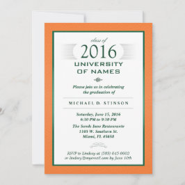 Orange & Green Formal Graduation Party Invitation