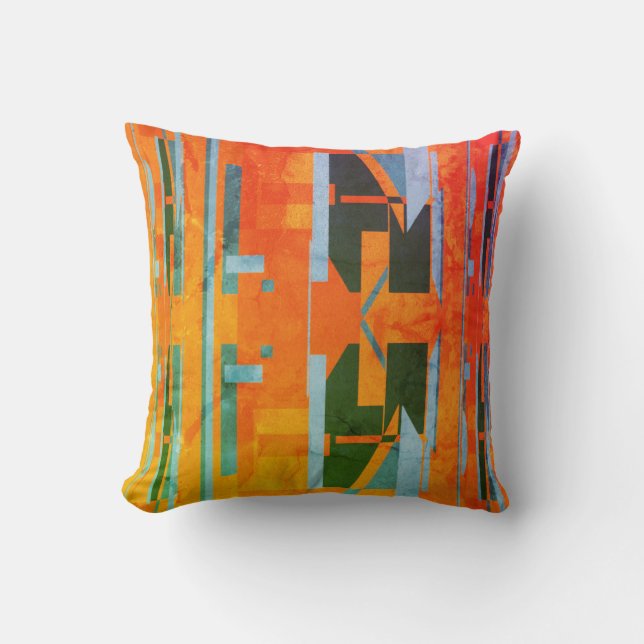 Orange Green Gold Blue Yellow Souwest Art Look Kissen (Vorderseite)