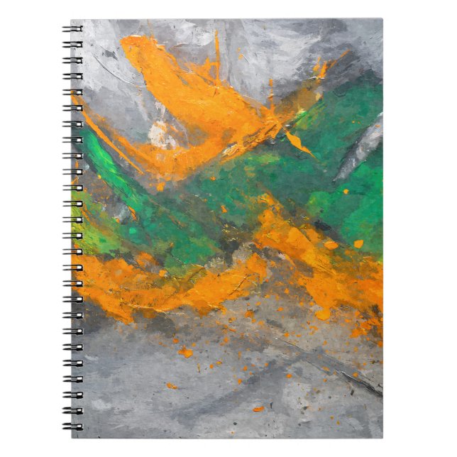 Orange Green Gray Bold Abstraktes Notebook Notizblock (Vorderseite)