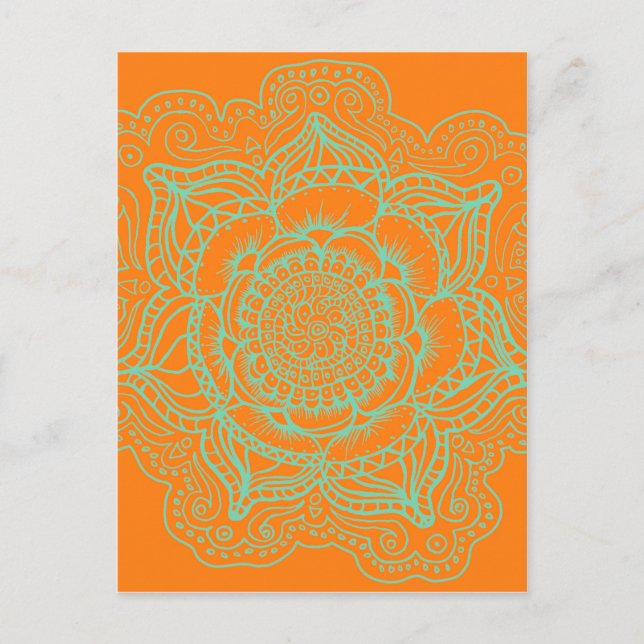 Orange Green Mandala Postkarte (Vorderseite)