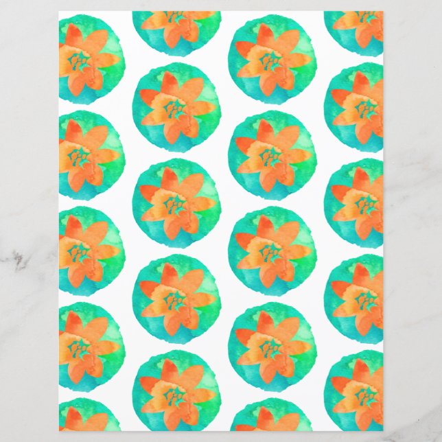 Orange Green Multicolor Tropical Blume Scrapbook (Vorderseite)