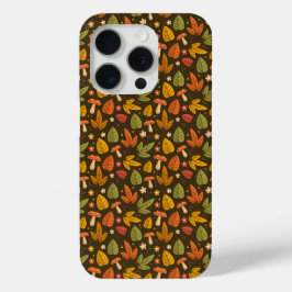 Orange Green Mushroom Leaf Muster iPhone Case