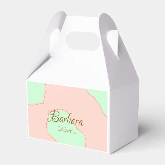 Orange green pastel boho add name place rustic ele geschenkschachtel (Vorderseite)