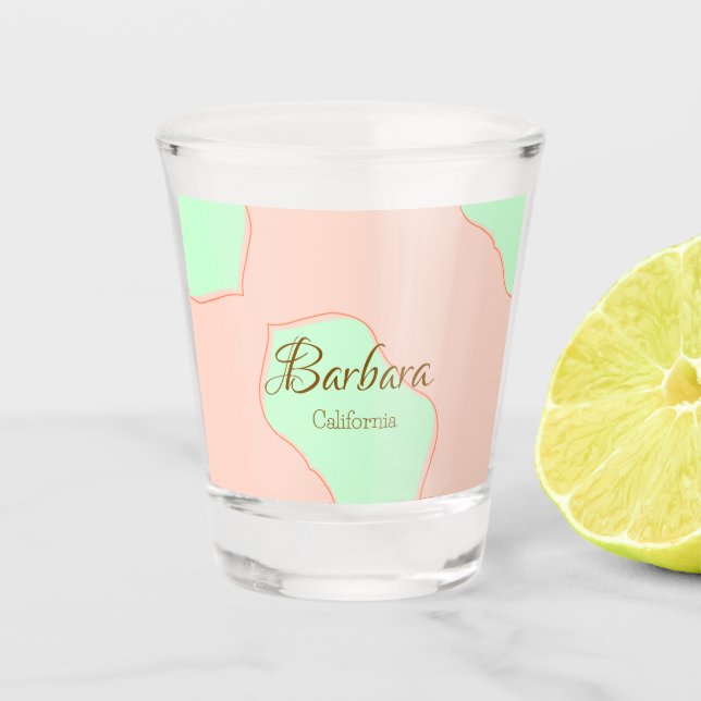 Orange green pastel boho add name place rustic ele schnapsglas (Vorderseite)