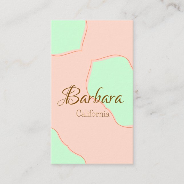 Orange green pastel boho add name place rustic ele visitenkarte (Vorderseite)